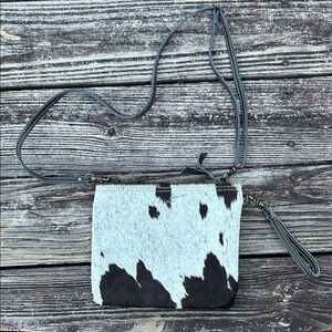 MYRA BAG Stylish Black White rodeo purse wristlet crossbody cowhide western
